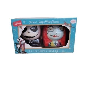New Disney Nightmare Before Christmas Jack & Sally Mini Glass Set Tim Burton